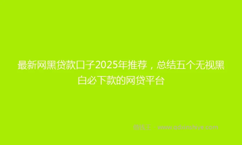 最新网黑贷款口子2025年推荐，总结五个无视黑白必下款的网贷平台