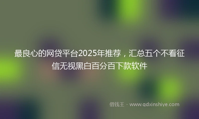 最良心的网贷平台2025年推荐，汇总五个不看征信无视黑白百分百下款软件