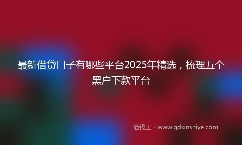 最新借贷口子有哪些平台2025年精选，梳理五个黑户下款平台