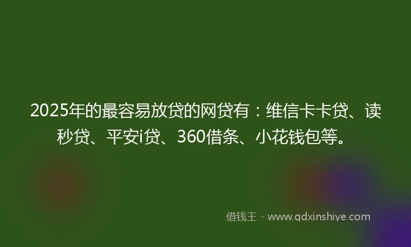 2025年的最容易放贷的网贷有：维信卡卡贷、读秒贷、平安i贷、360借条、小花钱包等。