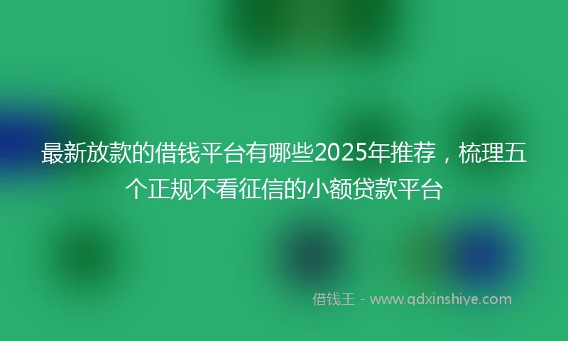最新放款的借钱平台有哪些2025年推荐，梳理五个正规不看征信的小额贷款平台