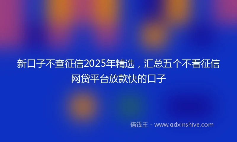 新口子不查征信2025年精选，汇总五个不看征信网贷平台放款快的口子