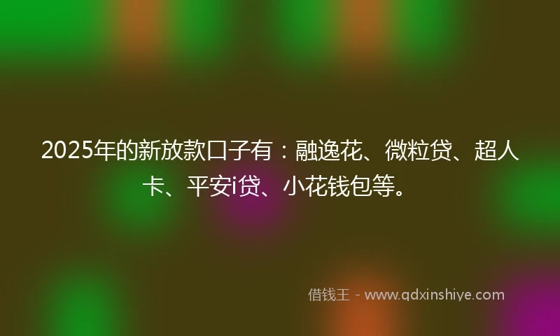 2025年的新放款口子有：融逸花、微粒贷、超人卡、平安i贷、小花钱包等。