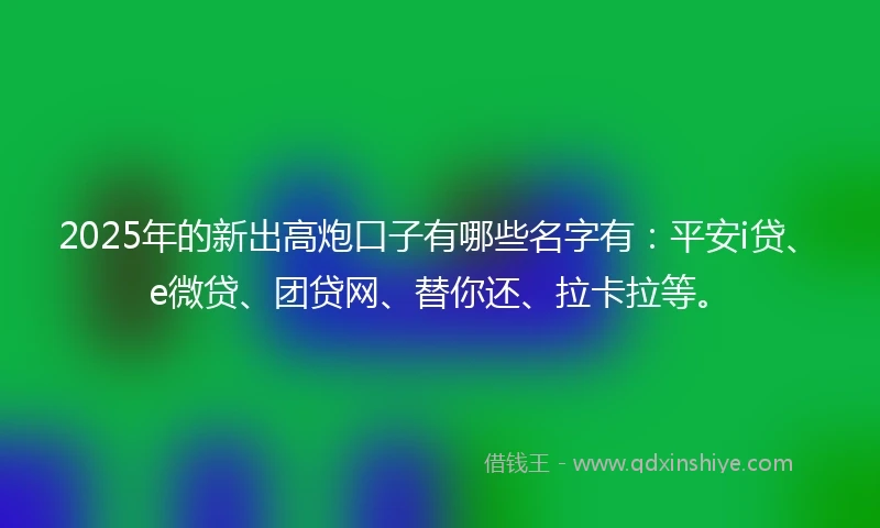 2025年的新出高炮口子有哪些名字有：平安i贷、e微贷、团贷网、替你还、拉卡拉等。