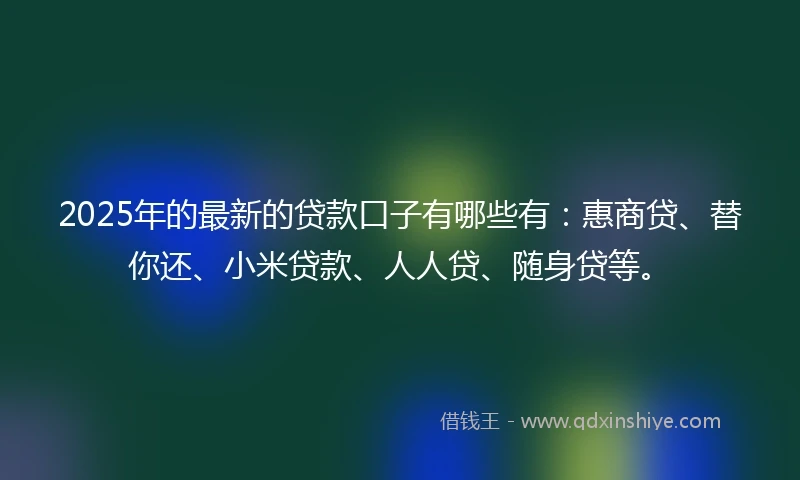 2025年的最新的贷款口子有哪些有：惠商贷、替你还、小米贷款、人人贷、随身贷等。