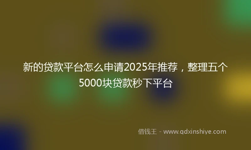新的贷款平台怎么申请2025年推荐，整理五个5000块贷款秒下平台
