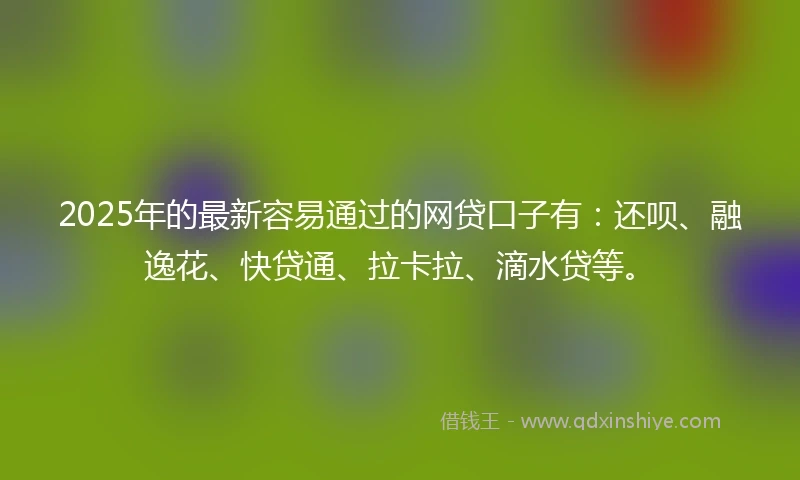 2025年的最新容易通过的网贷口子有：还呗、融逸花、快贷通、拉卡拉、滴水贷等。
