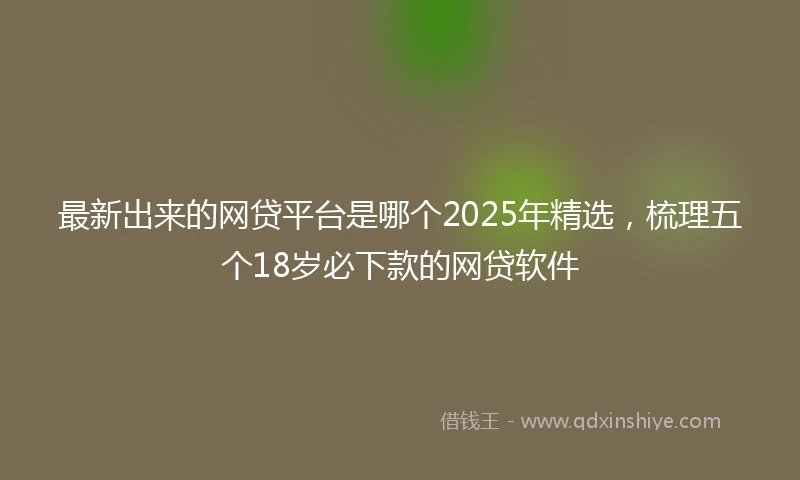 最新出来的网贷平台是哪个2025年精选，梳理五个18岁必下款的网贷软件