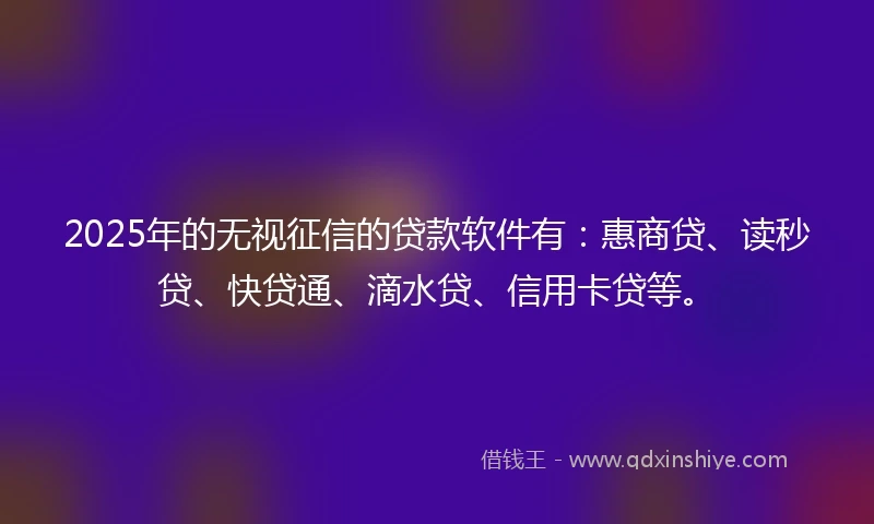 2025年的无视征信的贷款软件有：惠商贷、读秒贷、快贷通、滴水贷、信用卡贷等。