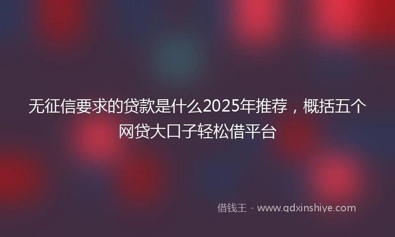 无征信要求的贷款是什么2025年推荐，概括五个网贷大口子轻松借平台