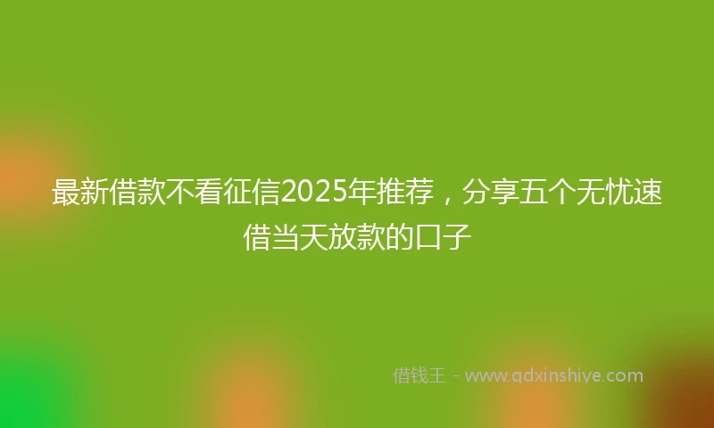 最新借款不看征信2025年推荐,分享五个无忧速借当天放款的口子