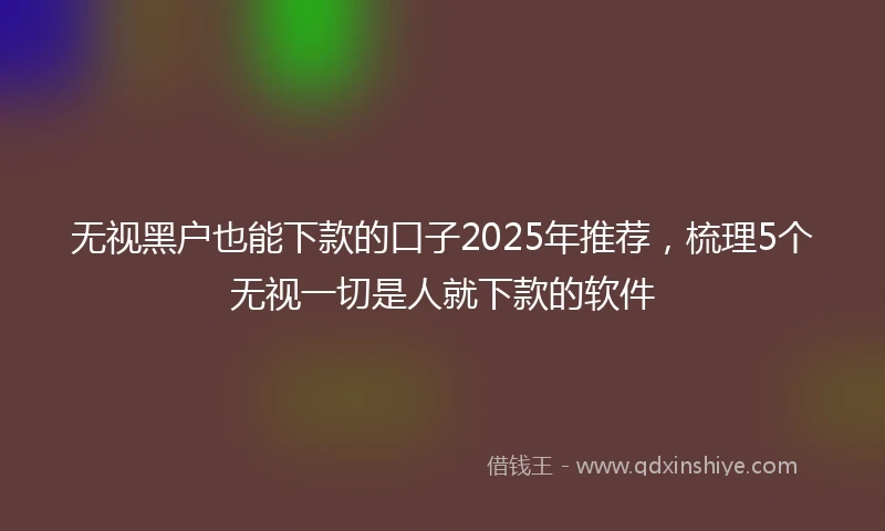 无视黑户也能下款的口子2025年推荐，梳理5个无视一切是人就下款的软件