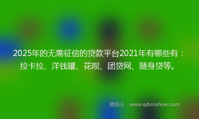 2025年的无需征信的贷款平台2021年有哪些有：拉卡拉、洋钱罐、花呗、团贷网、随身贷等。