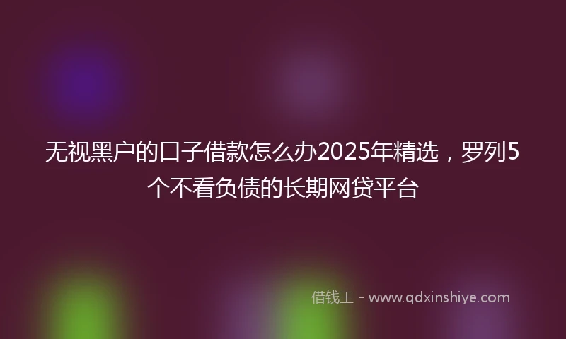 无视黑户的口子借款怎么办2025年精选，罗列5个不看负债的长期网贷平台