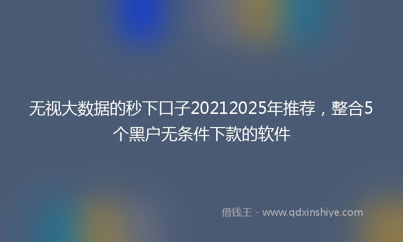 无视大数据的秒下口子20212025年推荐，整合5个黑户无条件下款的软件