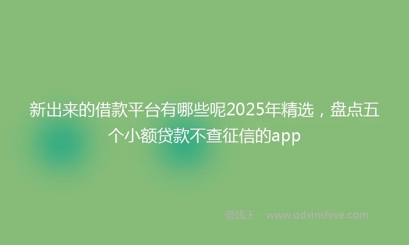 新出来的借款平台有哪些呢2025年精选，盘点五个小额贷款不查征信的app