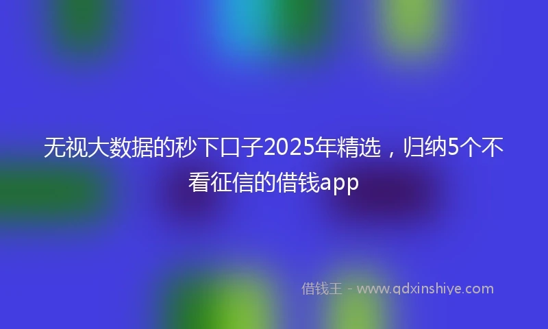 无视大数据的秒下口子2025年精选，归纳5个不看征信的借钱app