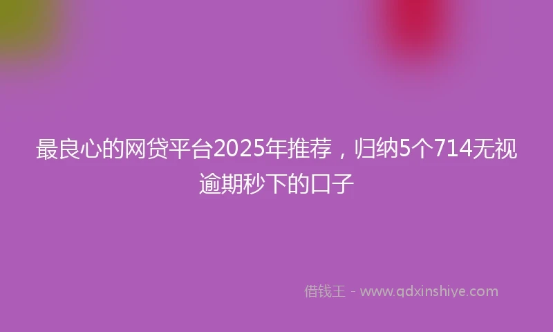 最良心的网贷平台2025年推荐，归纳5个714无视逾期秒下的口子