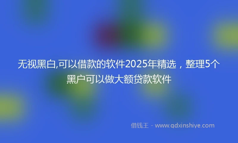 无视黑白,可以借款的软件2025年精选，整理5个黑户可以做大额贷款软件