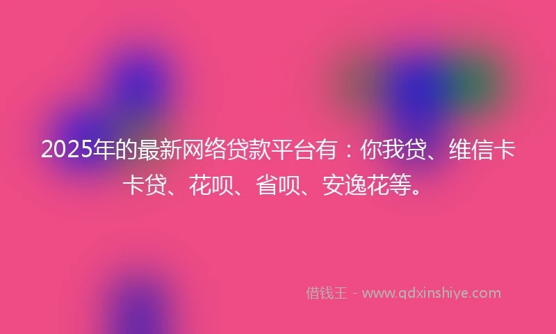 2025年的最新网络贷款平台有：你我贷、维信卡卡贷、花呗、省呗、安逸花等。