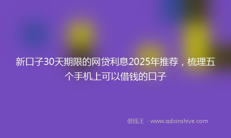 新口子30天期限的网贷利息2025年推荐，梳理五个手机上可以借钱的口子