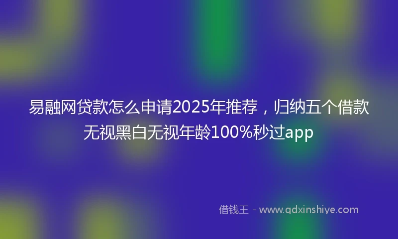 易融网贷款怎么申请2025年推荐，归纳五个借款无视黑白无视年龄100%秒过app