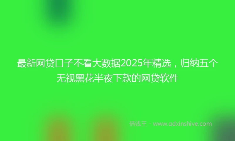 最新网贷口子不看大数据2025年精选，归纳五个无视黑花半夜下款的网贷软件