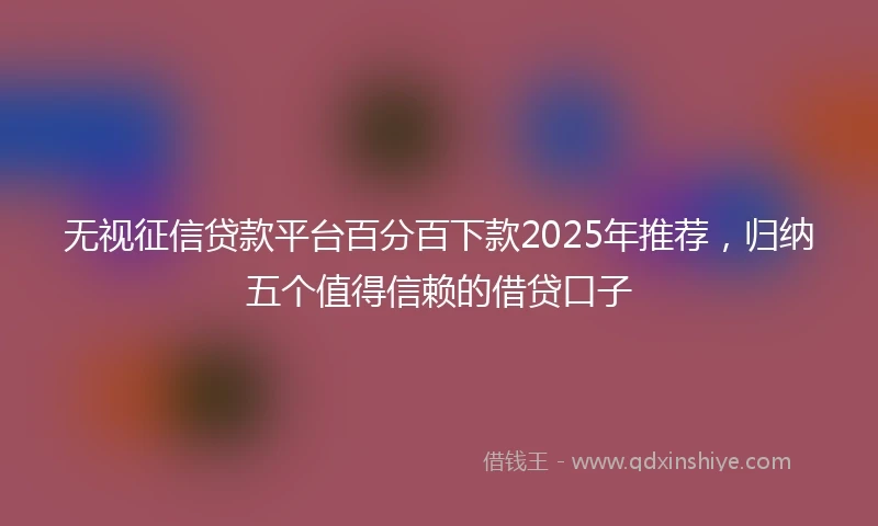 无视征信贷款平台百分百下款2025年推荐，归纳五个值得信赖的借贷口子