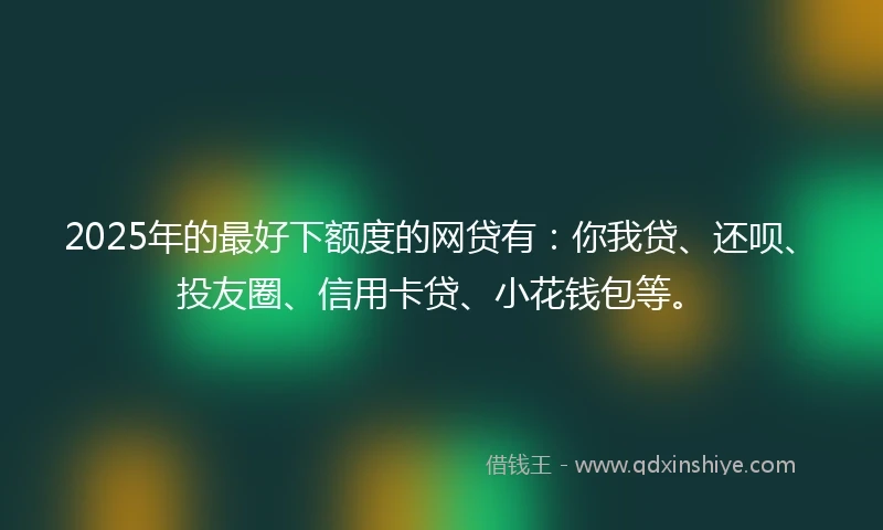 2025年的最好下额度的网贷有:你我贷、还呗、投友圈、信用卡贷、小花钱包等。