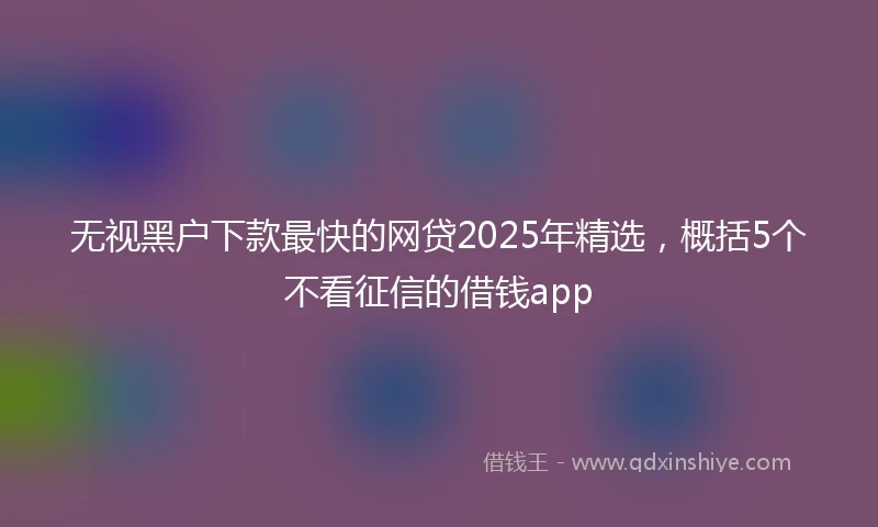 无视黑户下款最快的网贷2025年精选，概括5个不看征信的借钱app