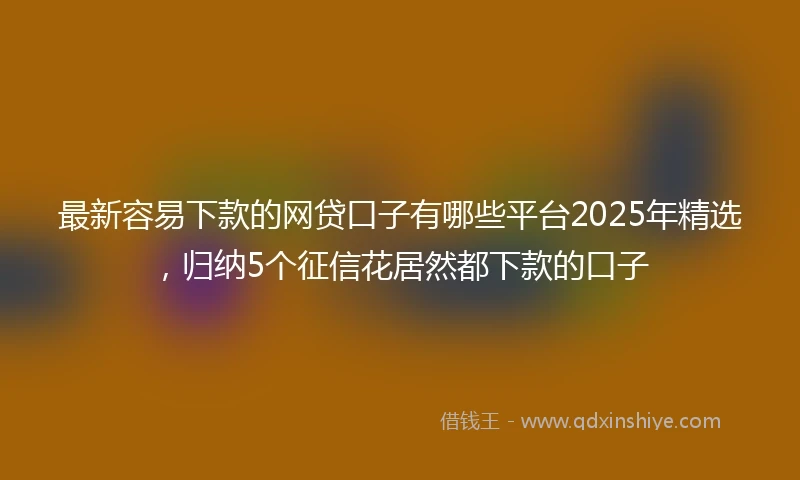 最新容易下款的网贷口子有哪些平台2025年精选，归纳5个征信花居然都下款的口子