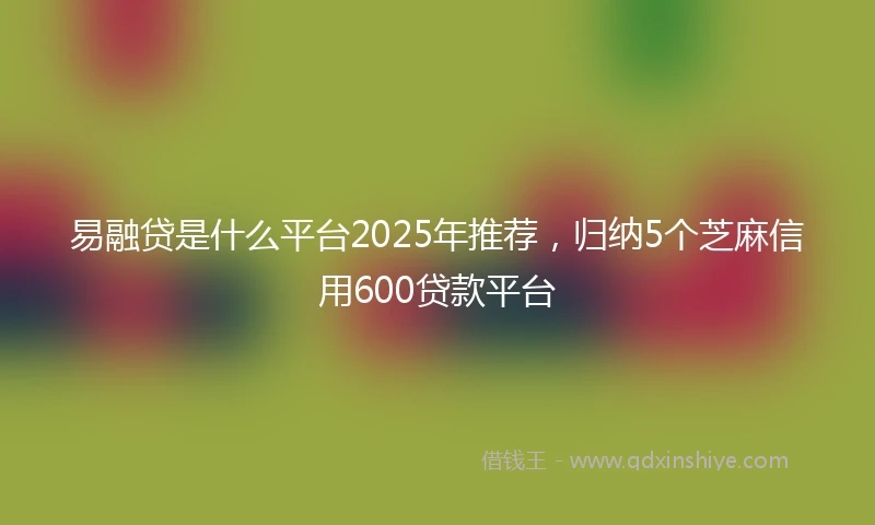 易融贷是什么平台2025年推荐，归纳5个芝麻信用600贷款平台