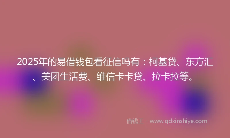 2025年的易借钱包看征信吗有：柯基贷、东方汇、美团生活费、维信卡卡贷、拉卡拉等。