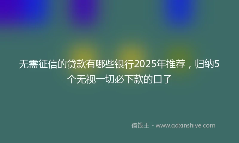 无需征信的贷款有哪些银行2025年推荐，归纳5个无视一切必下款的口子