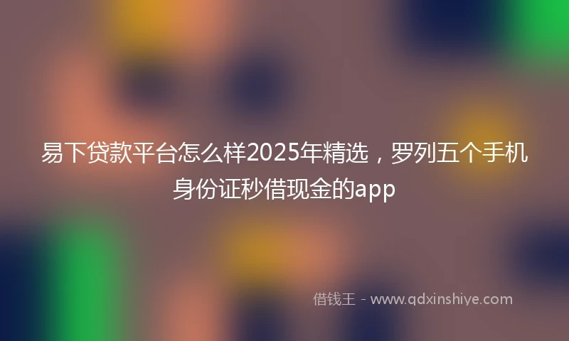 易下贷款平台怎么样2025年精选，罗列五个手机身份证秒借现金的app
