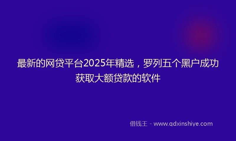 最新的网贷平台2025年精选,罗列五个黑户成功获取大额贷款的软件