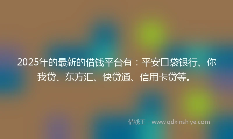 2025年的最新的借钱平台有：平安口袋银行、你我贷、东方汇、快贷通、信用卡贷等。