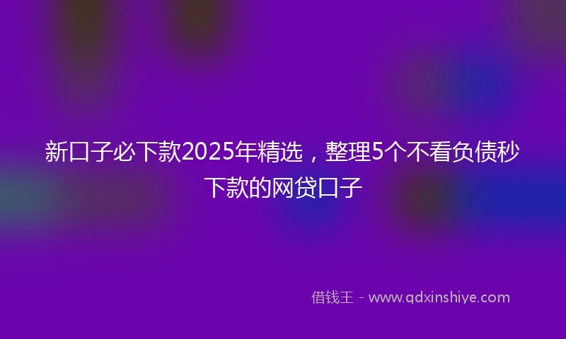 新口子必下款2025年精选，整理5个不看负债秒下款的网贷口子