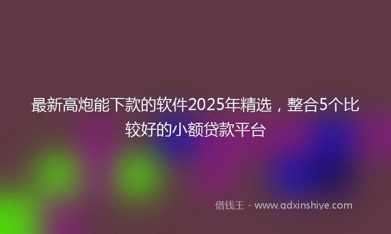 最新高炮能下款的软件2025年精选，整合5个比较好的小额贷款平台