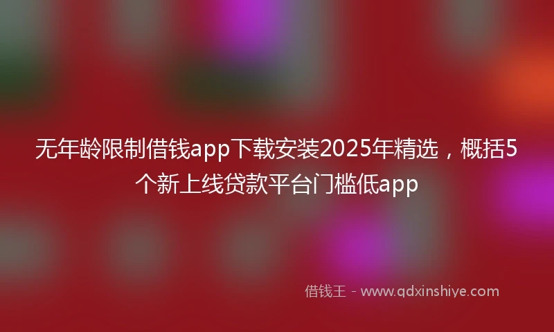 无年龄限制借钱app下载安装2025年精选，概括5个新上线贷款平台门槛低app