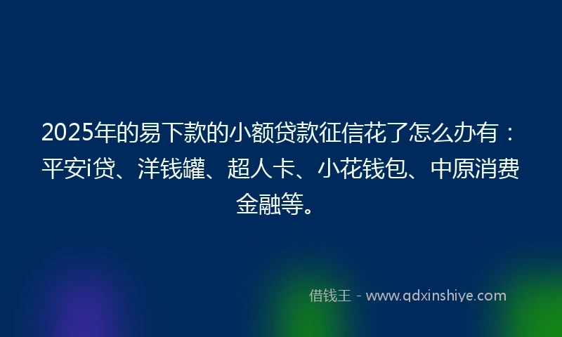 2025年的易下款的小额贷款征信花了怎么办有：平安i贷、洋钱罐、超人卡、小花钱包、中原消费金融等。
