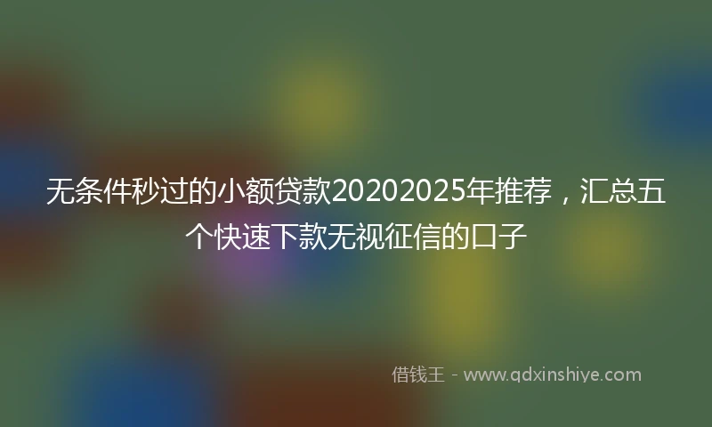 无条件秒过的小额贷款20202025年推荐，汇总五个快速下款无视征信的口子