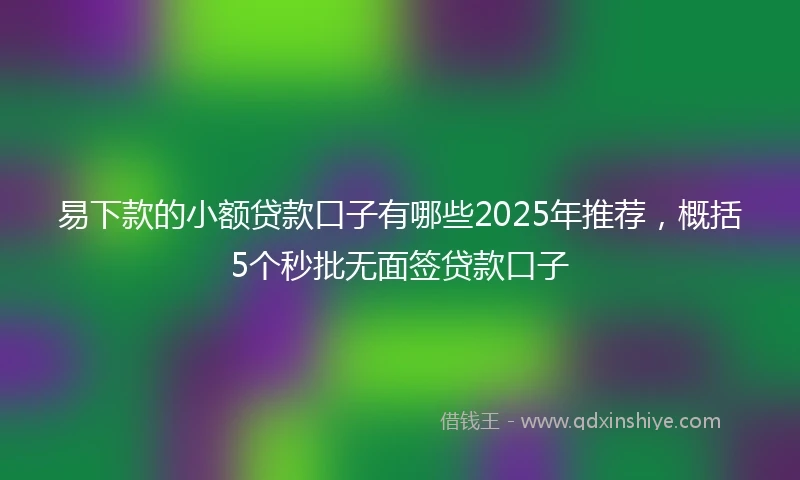 易下款的小额贷款口子有哪些2025年推荐，概括5个秒批无面签贷款口子