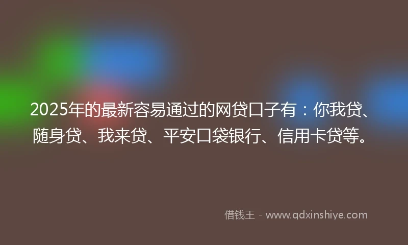 2025年的最新容易通过的网贷口子有：你我贷、随身贷、我来贷、平安口袋银行、信用卡贷等。