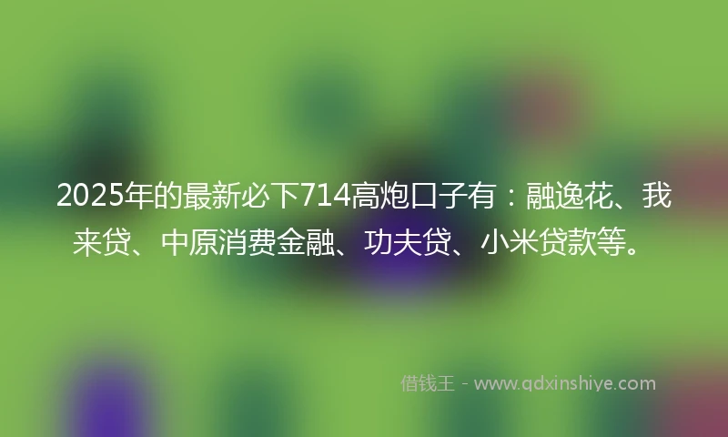 2025年的最新必下714高炮口子有：融逸花、我来贷、中原消费金融、功夫贷、小米贷款等。