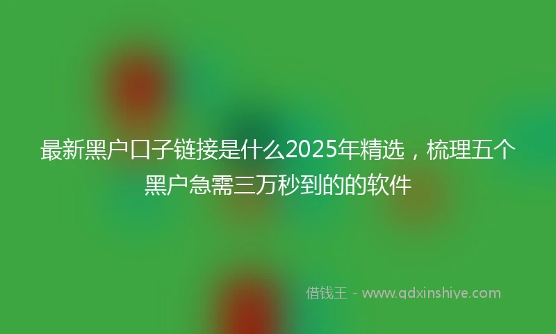 最新黑户口子链接是什么2025年精选，梳理五个黑户急需三万秒到的的软件