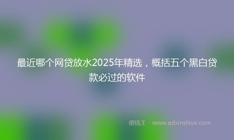 最近哪个网贷放水2025年精选，概括五个黑白贷款必过的软件