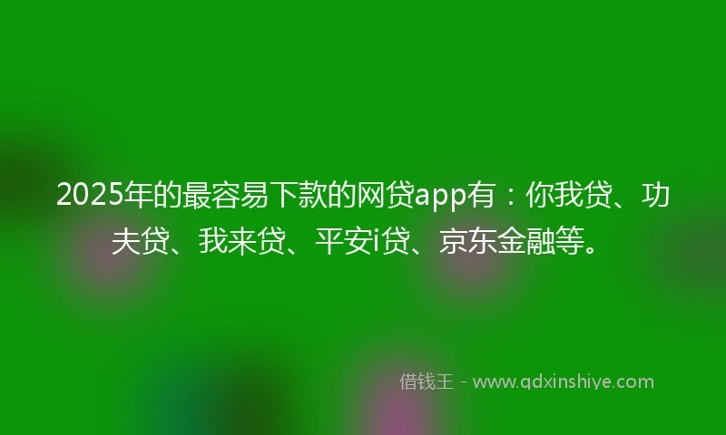 2025年的最容易下款的网贷app有：你我贷、功夫贷、我来贷、平安i贷、京东金融等。