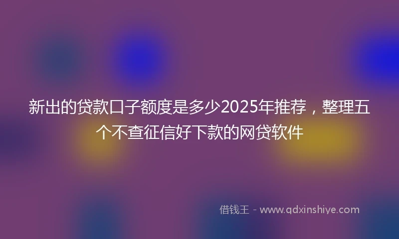 新出的贷款口子额度是多少2025年推荐，整理五个不查征信好下款的网贷软件