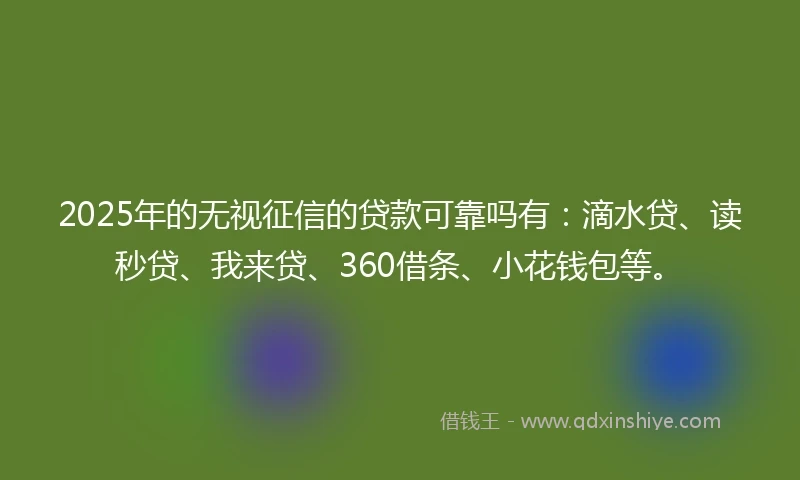 2025年的无视征信的贷款可靠吗有：滴水贷、读秒贷、我来贷、360借条、小花钱包等。